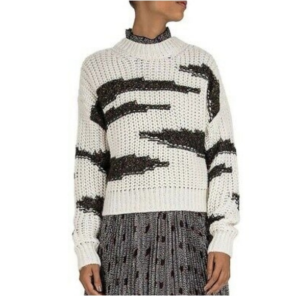 ba&sh | Cream Abstract Cacilie Knit Sweater Lady Pullover Made In Italy - Picture 1 of 7